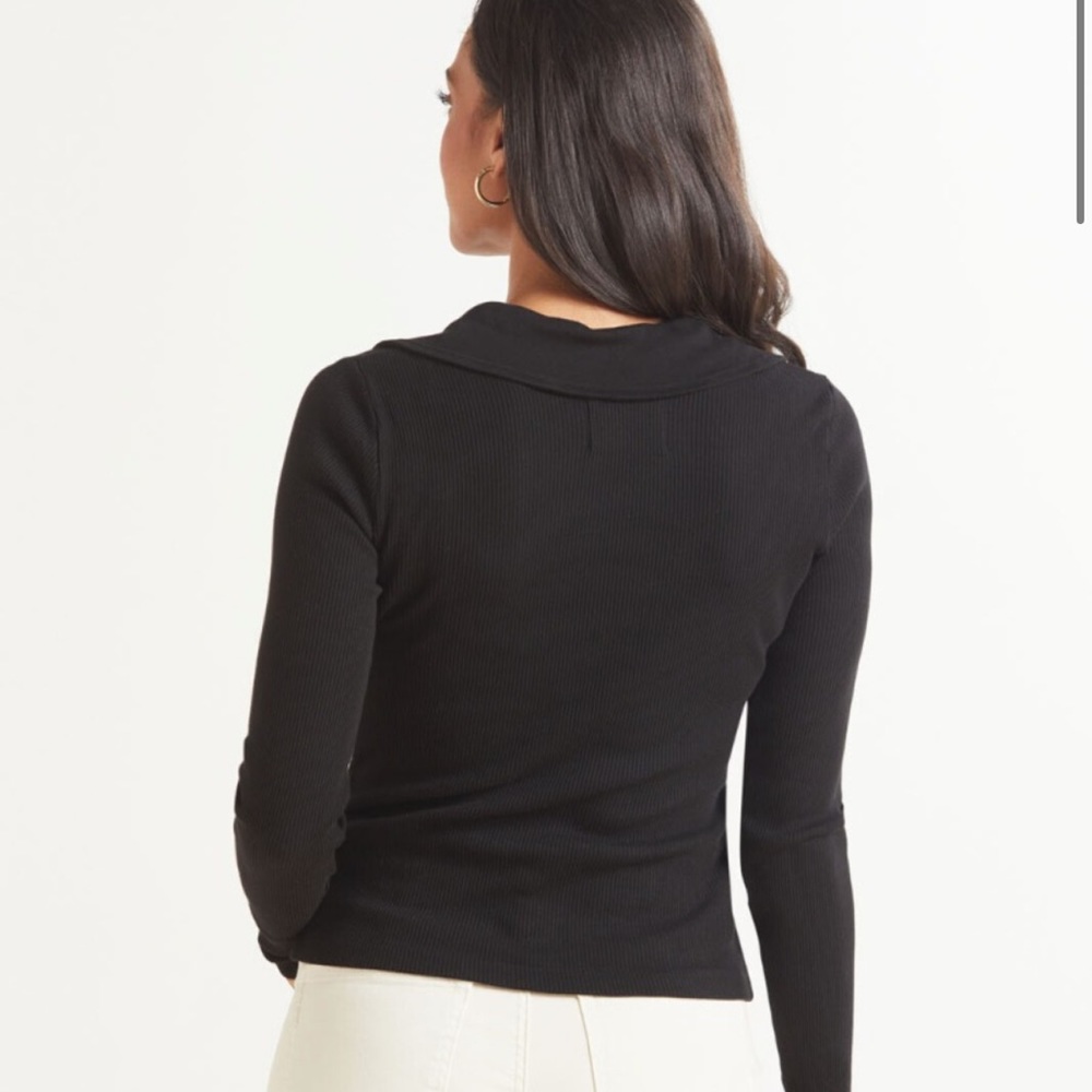 Citizens of Humanity Cameron ribbed-knit polo top in black - Picture 3 of 7